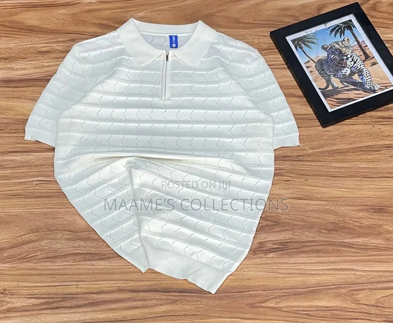 Men’S Retro Knitted Zip Polo Shirt