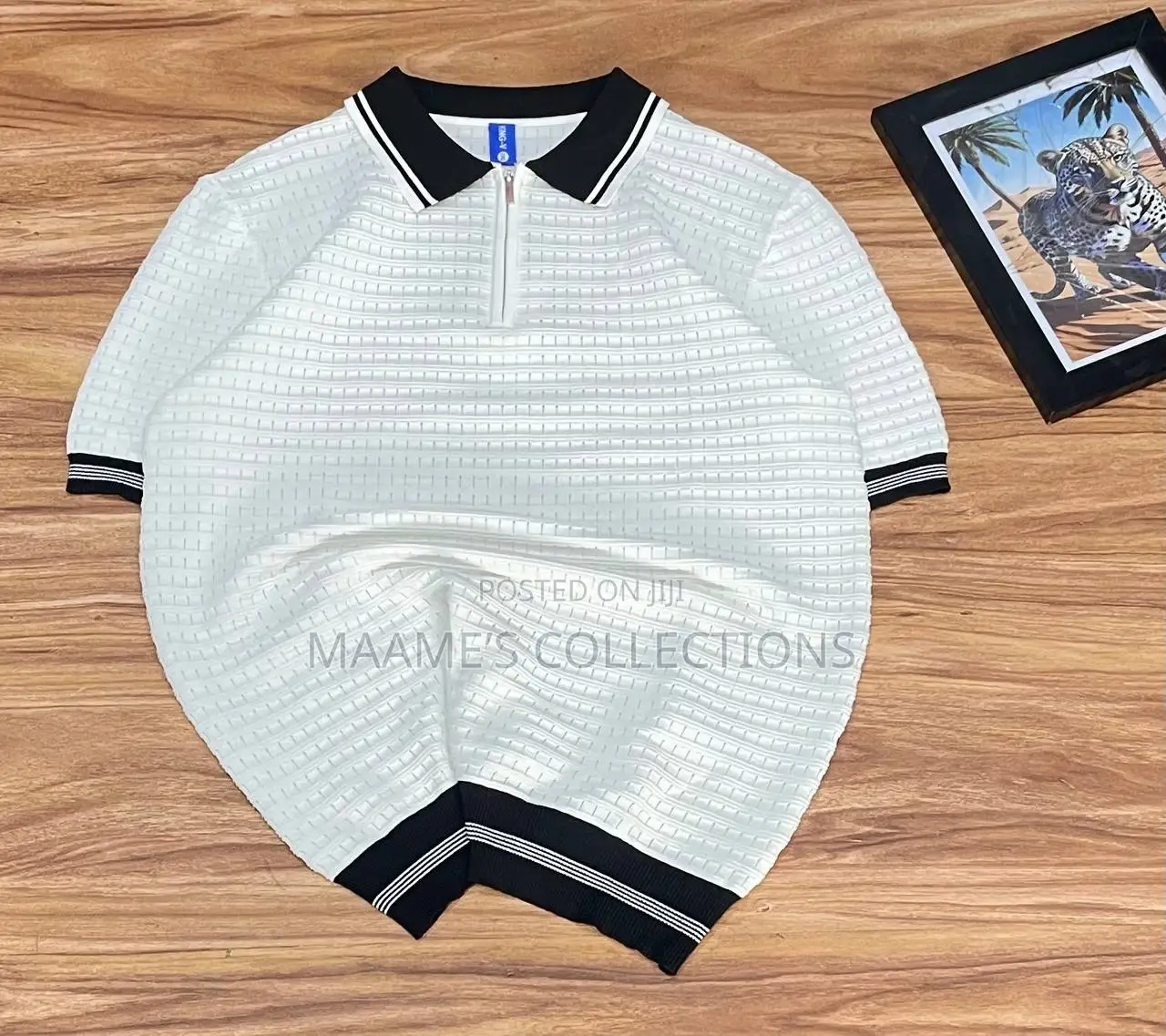 Men’S Retro Knitted Zip Polo Shirt