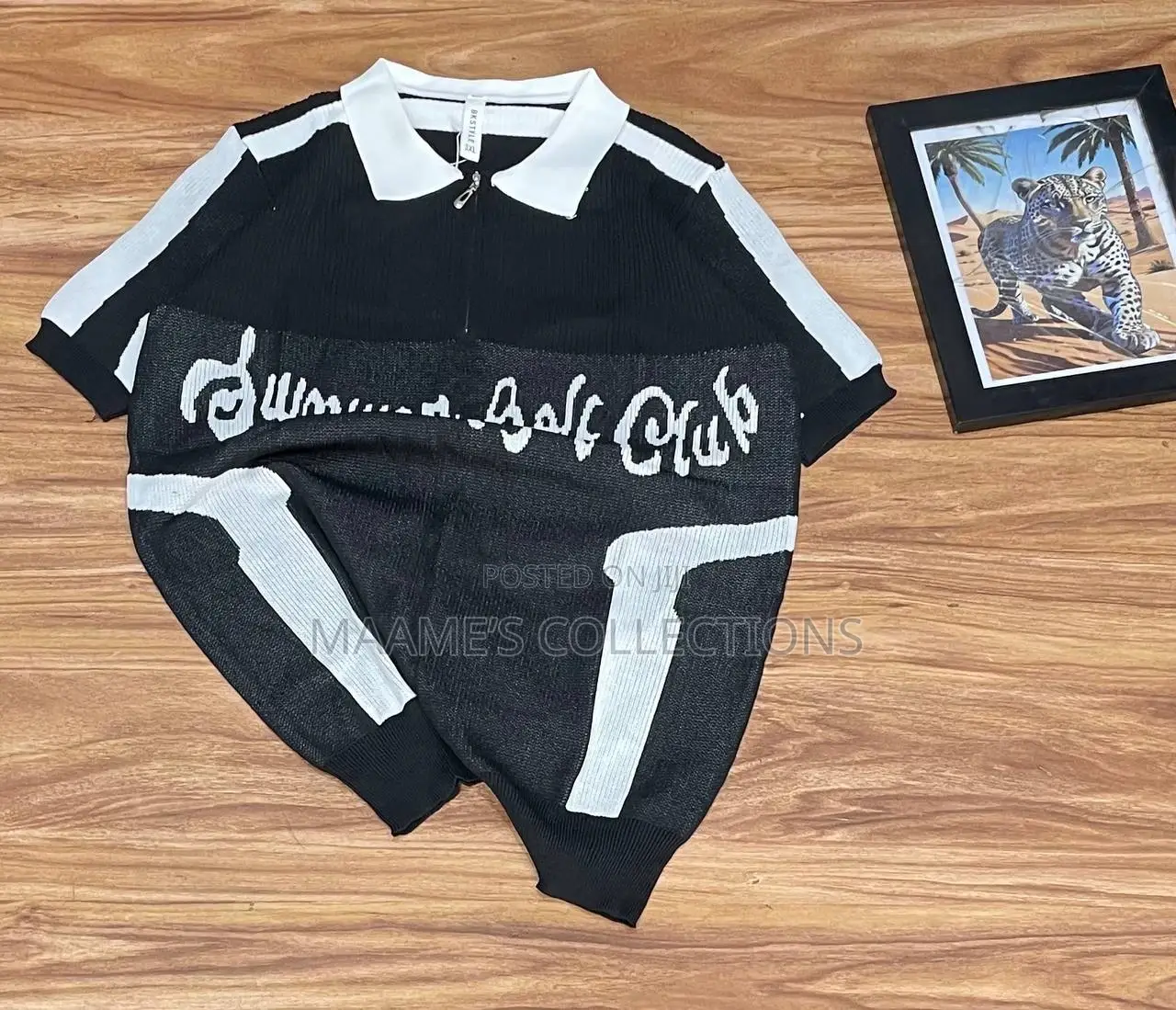 Men’S Retro Knitted Zip Polo Shirt