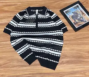 Men’S Retro Knitted Zip Polo Shirt