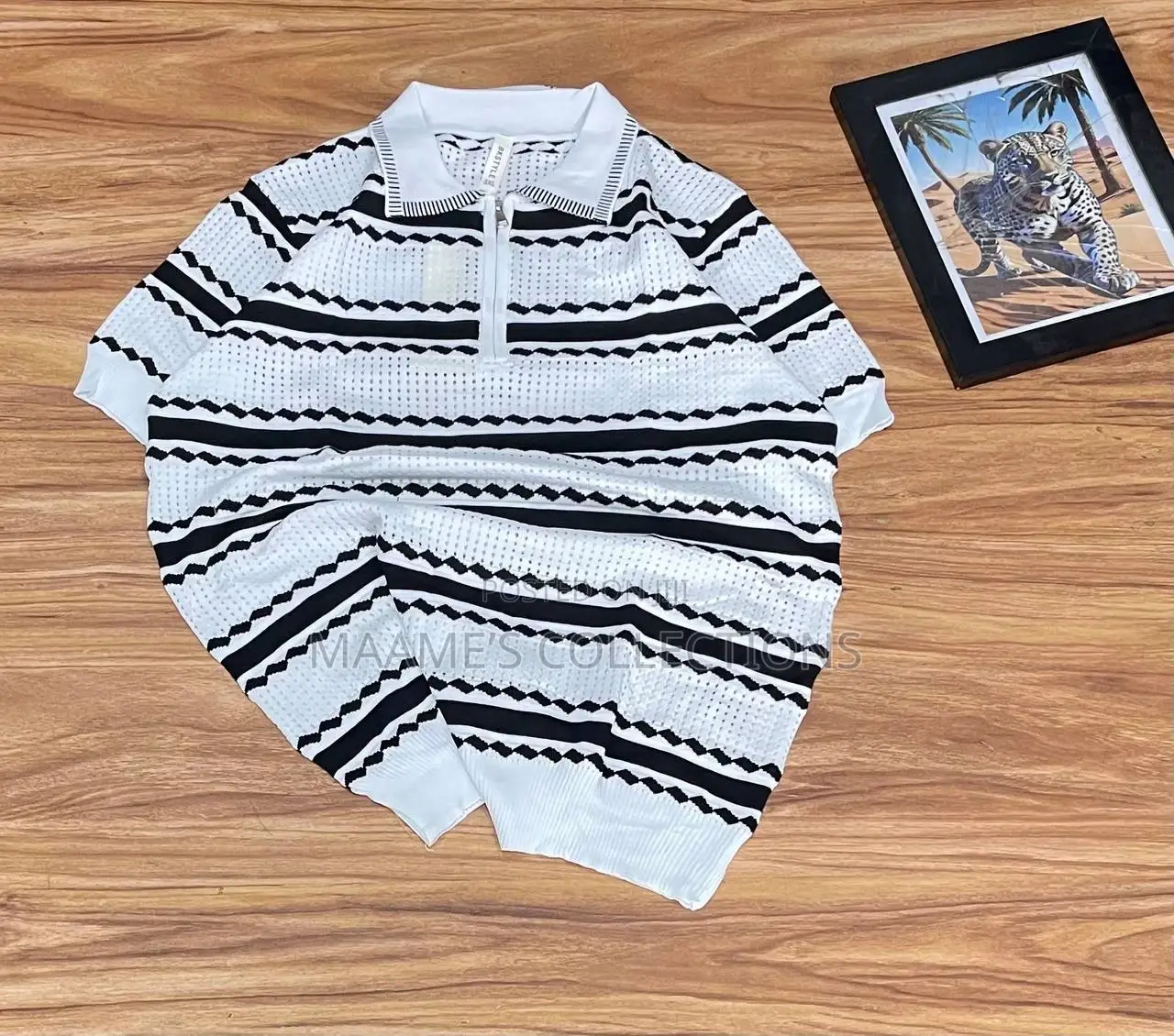 Men’S Retro Knitted Zip Polo Shirt
