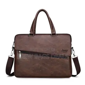 Quality Pure Leather Jeep 15.6 Inches Men Laptop Bag Shoulder Strap