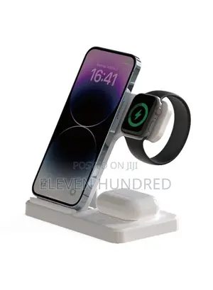 15w 3-in-1 Multifunction Folding Wireless Charger (White)