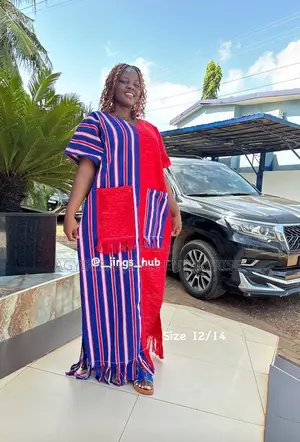 Red and Blue Smock Dress
