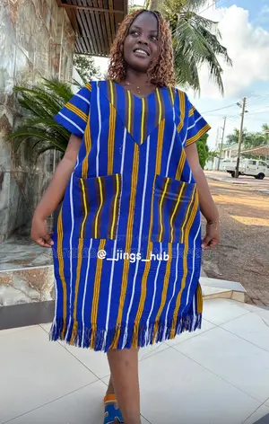Blue and Yellow Strip Smock Dres