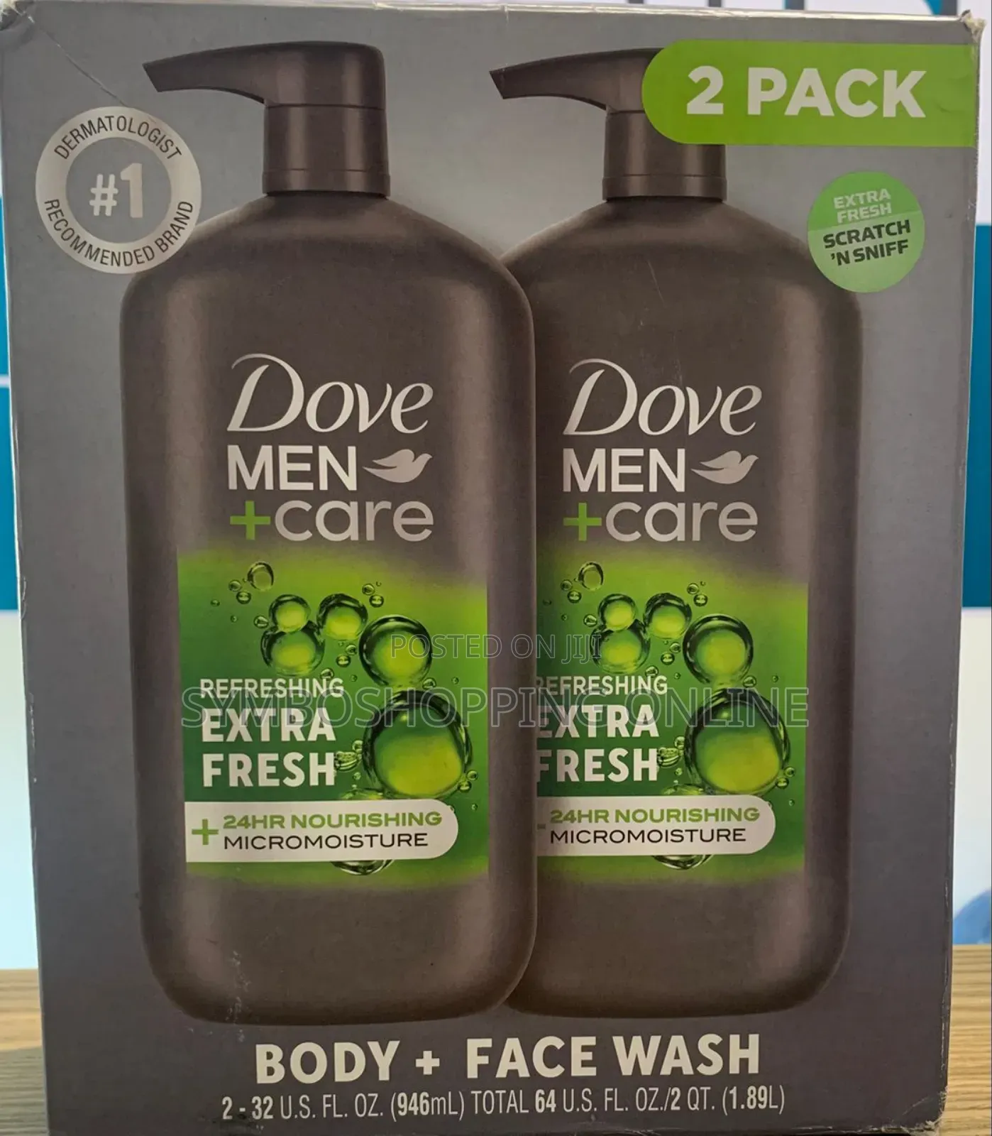 Dove Men+Care Extra Fresh For Body, Face Hair Wash 2 X 946 Ml