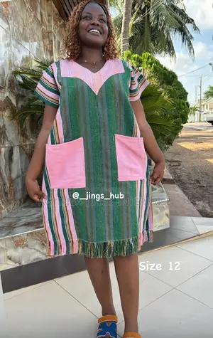 Green and Pink Smock Dress