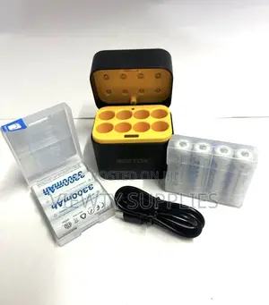 Beston 8-Slot Charger With 8 Aa Lithium Rechargeable Batteries