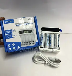 High Capacity Rechargeable Aa Battery With 4 Bay Aa/Aaa + Usb Charger