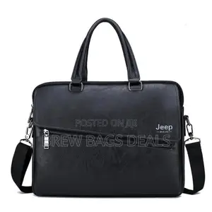 Quality Pure Leather Jeep 15.6 Inches Men Laptop Bag Shoulder Strap