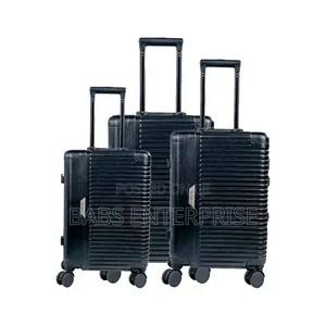 Levelo Travelo Aluminum Pc Set of 3 Travel Luggage – Metallic Black