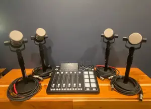 Rodecaster Pro 2 Podcasting Bundle, 4pcs Mics, Stands, XLR Cables