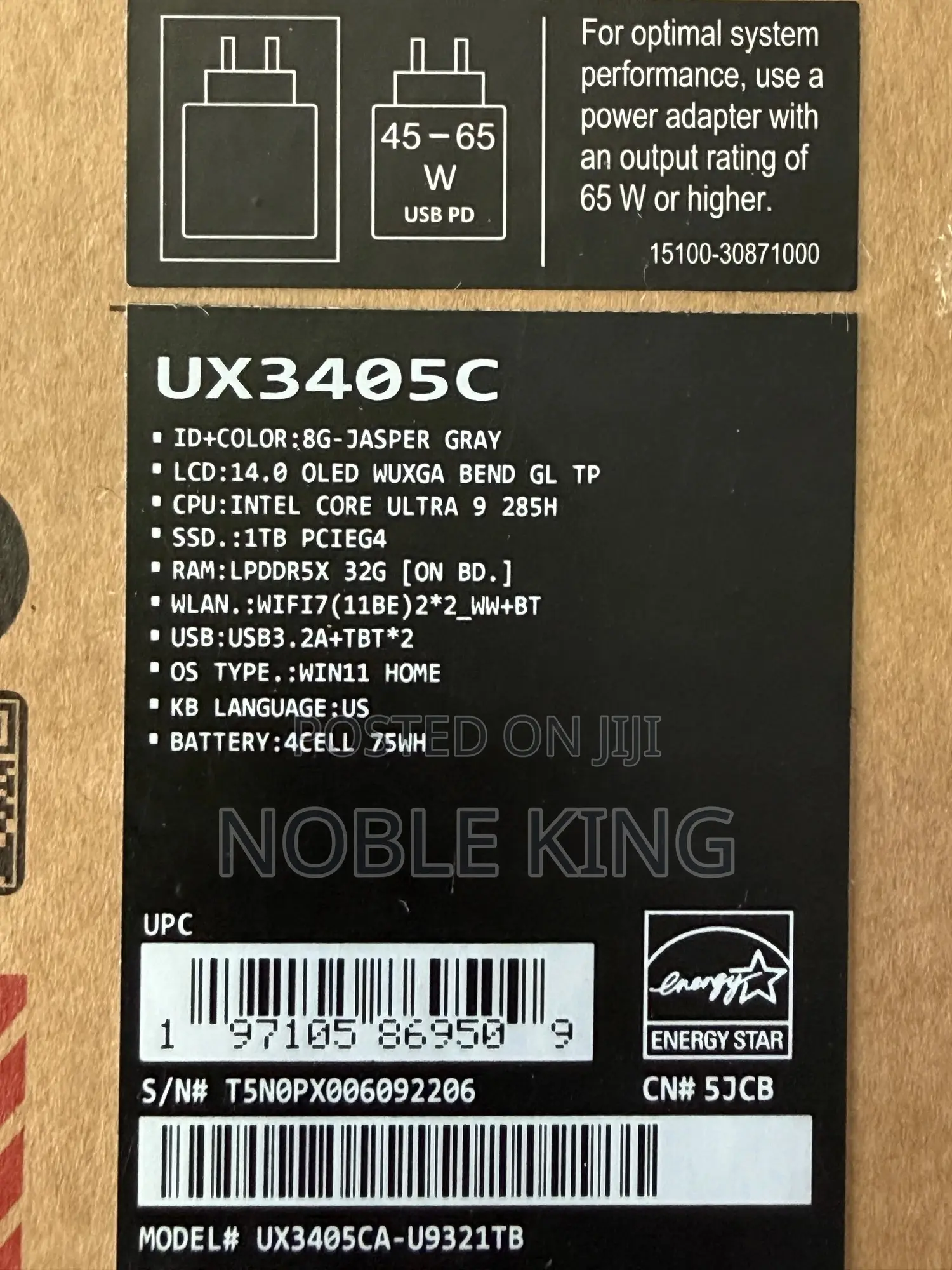 New Laptop Asus Zenbook 14 UX434 32GB Intel Core Ultra 9 SSD 1T