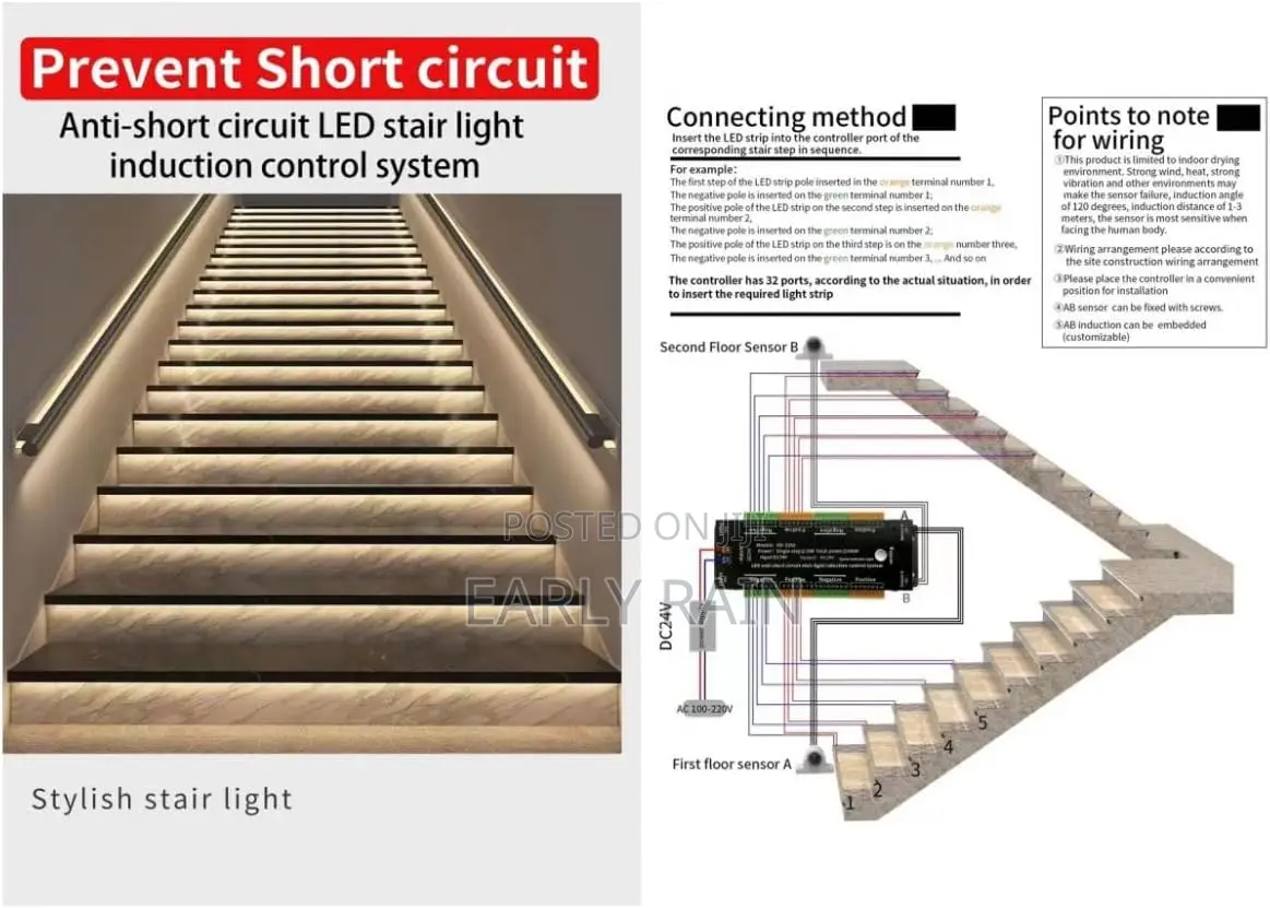 Smart Led Staircase Lighting Controller With Short-Circuit Protection