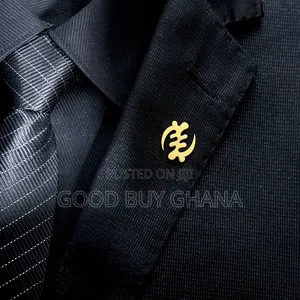 Gye Nyame Adinkra Label Pin Gold Silver Black