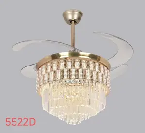 Luxury Crystal Ceiling Fan With Modern Invisible Blades Design