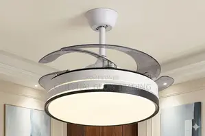 75w Modern Gold Retractable Ceiling Fan With Led Light Remote Control