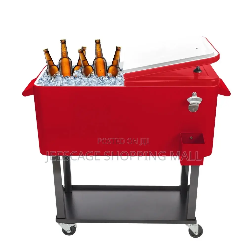80 Qt Rolling Patio Cooler Cart With Bottle Opener