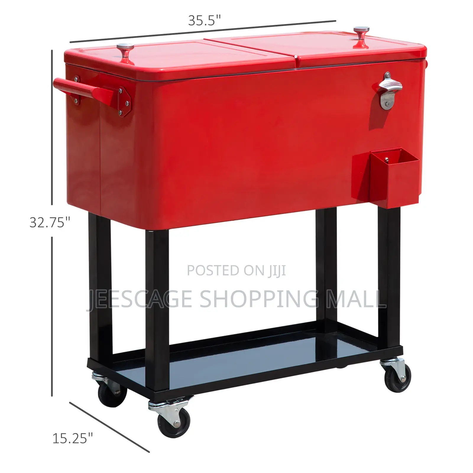 80 Qt Rolling Patio Cooler Cart With Bottle Opener
