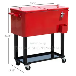 80 Qt Rolling Patio Cooler Cart With Bottle Opener