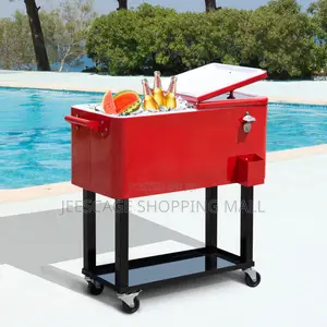 80 Qt Rolling Patio Cooler Cart With Bottle Opener