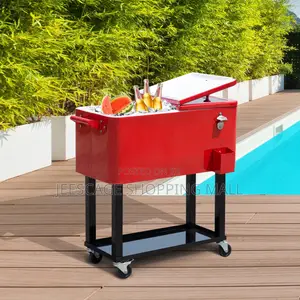 80 Qt Rolling Patio Cooler Cart With Bottle Opener