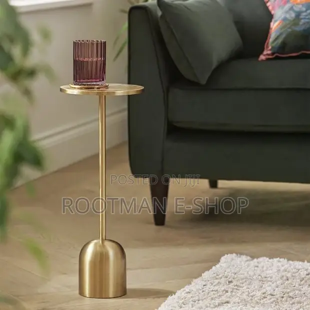 2 Piece Home Gold Marshal Modern Metal Side Table in Brushed Gold
