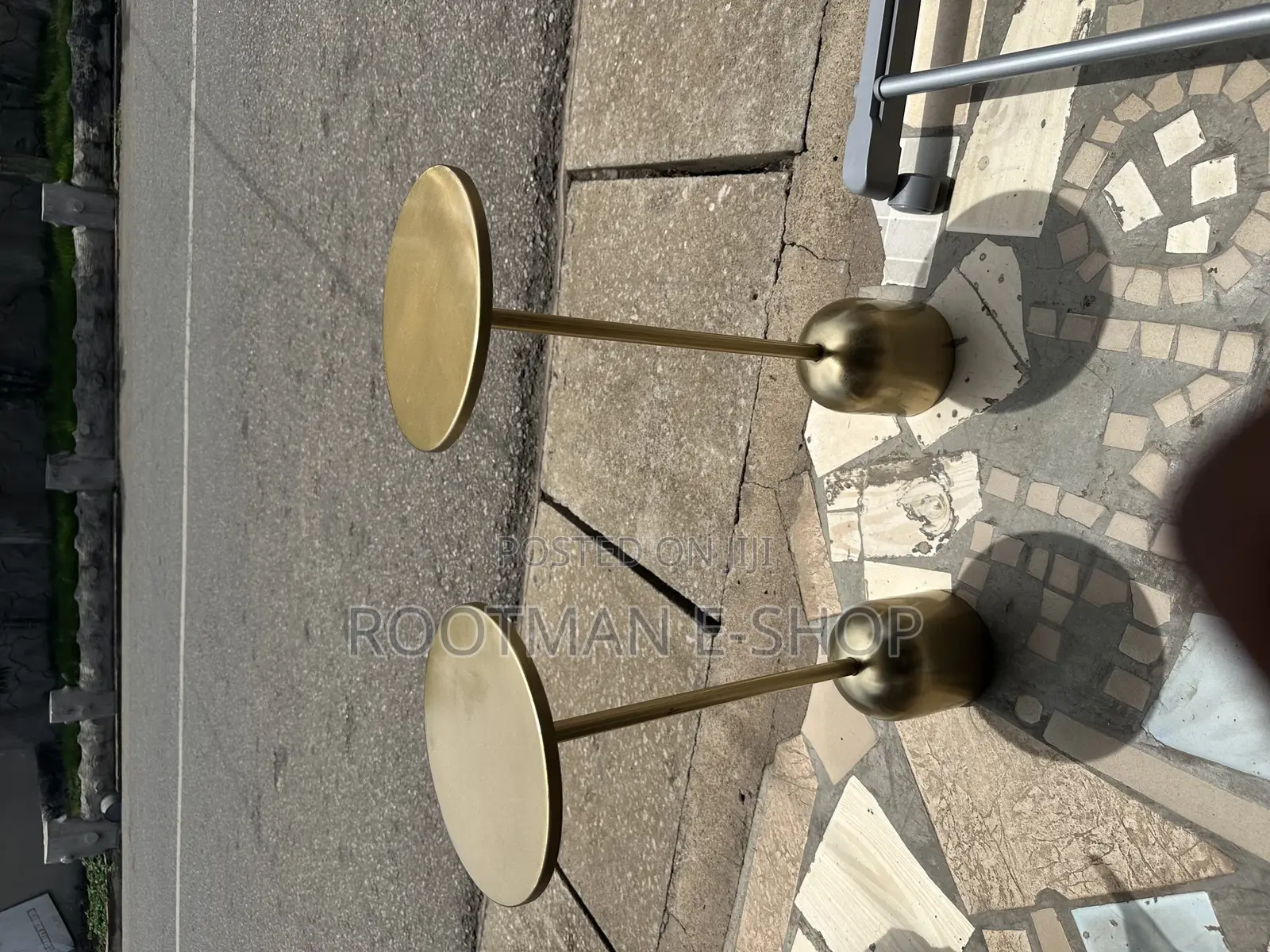 2 Piece Home Gold Marshal Modern Metal Side Table in Brushed Gold