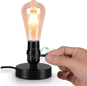Metal Edison Light Bulb Stand, With Cord Switch Plug Bulb Base Holder