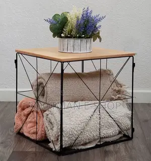 Square Folding Wire Basket for Blankets Storage Side Table