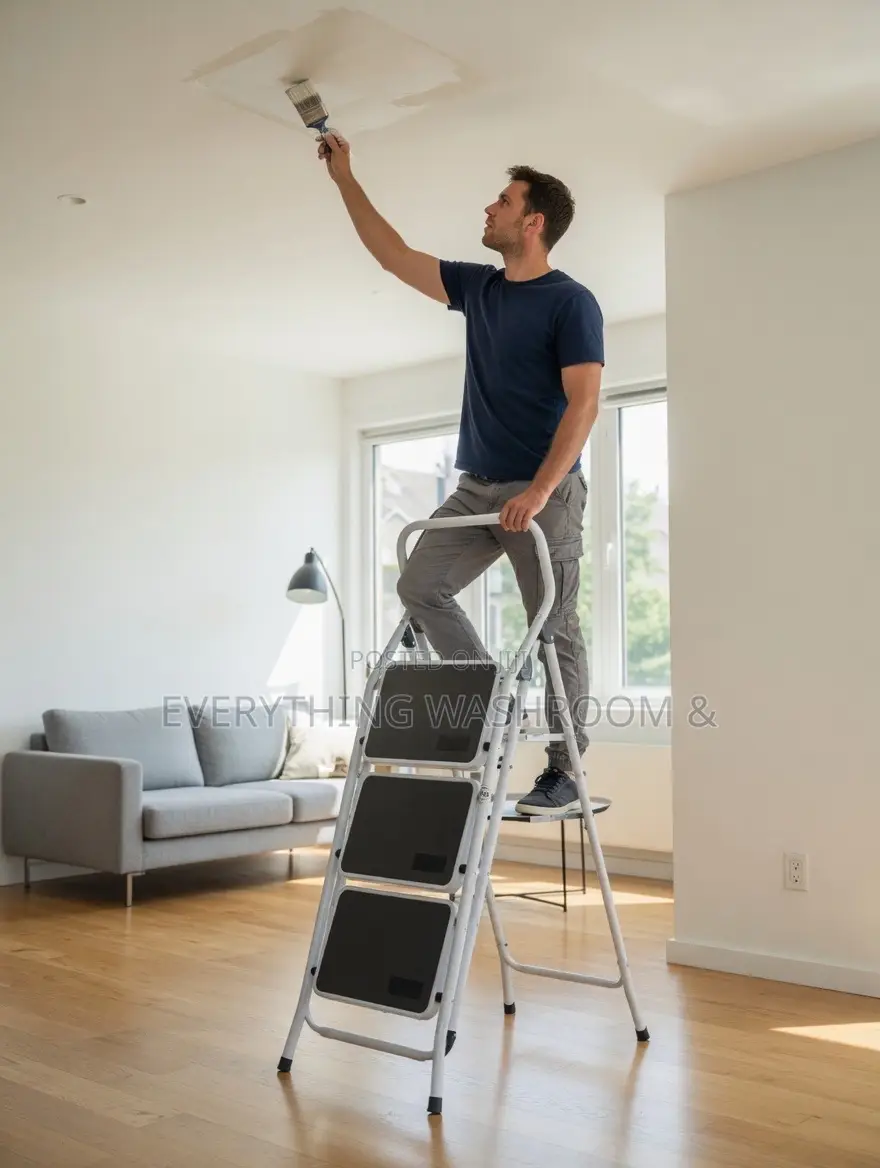 Aluminum 3-step Folding Ladder - Heavy Duty Steel Step Ladder
