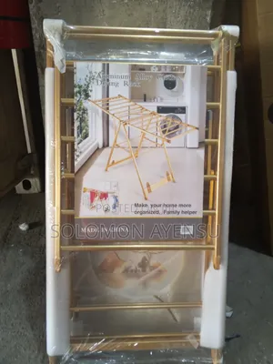 Foldable Gold Aluminum Alloy Clothes Drying Rack.