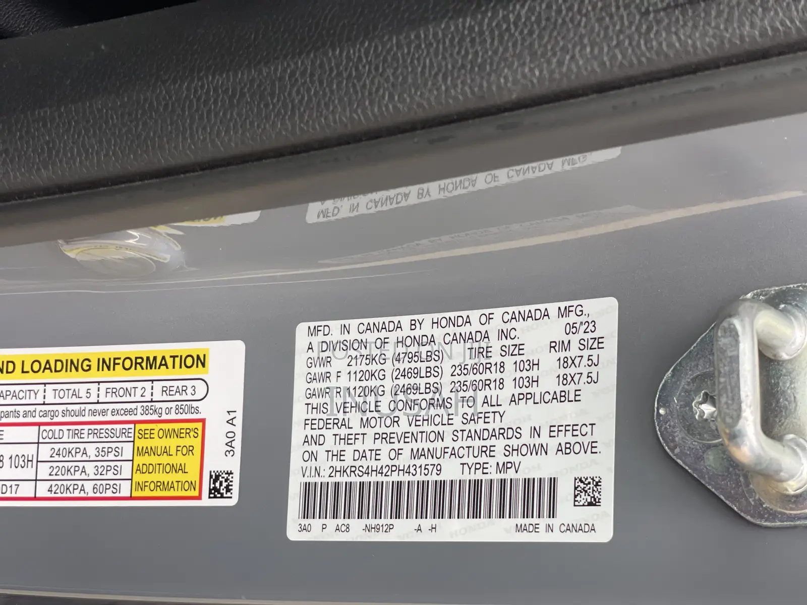 Honda CR-V EX-L AWD w/o BSI 2023 Gray