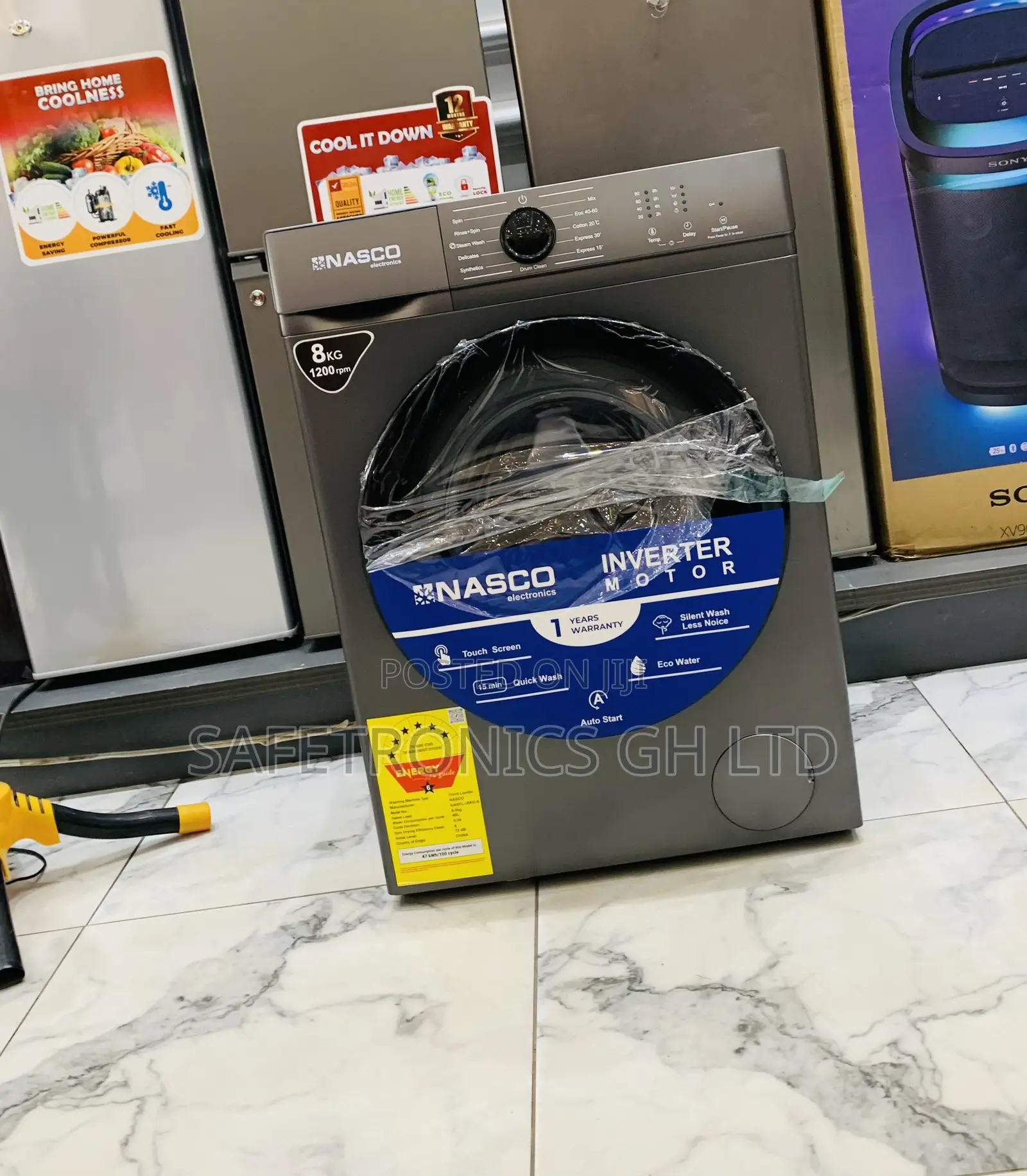 Top Class Nasco Washing Machine 8kg Front Load Full Automatic Silver