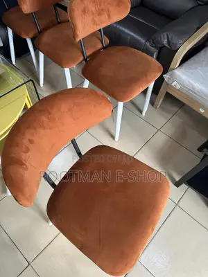 Bouclette Chairs With Black Metal Legs - Orange
