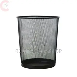 Deluxe Metal Mesh Waste Bin, Round, Medium, Black, 12l