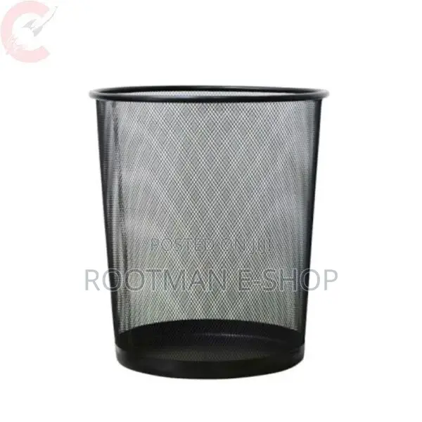 Deluxe Metal Mesh Waste Bin, Round, Medium, Black, 12l