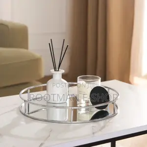 Ohs Round Mirrored Tray - Silver