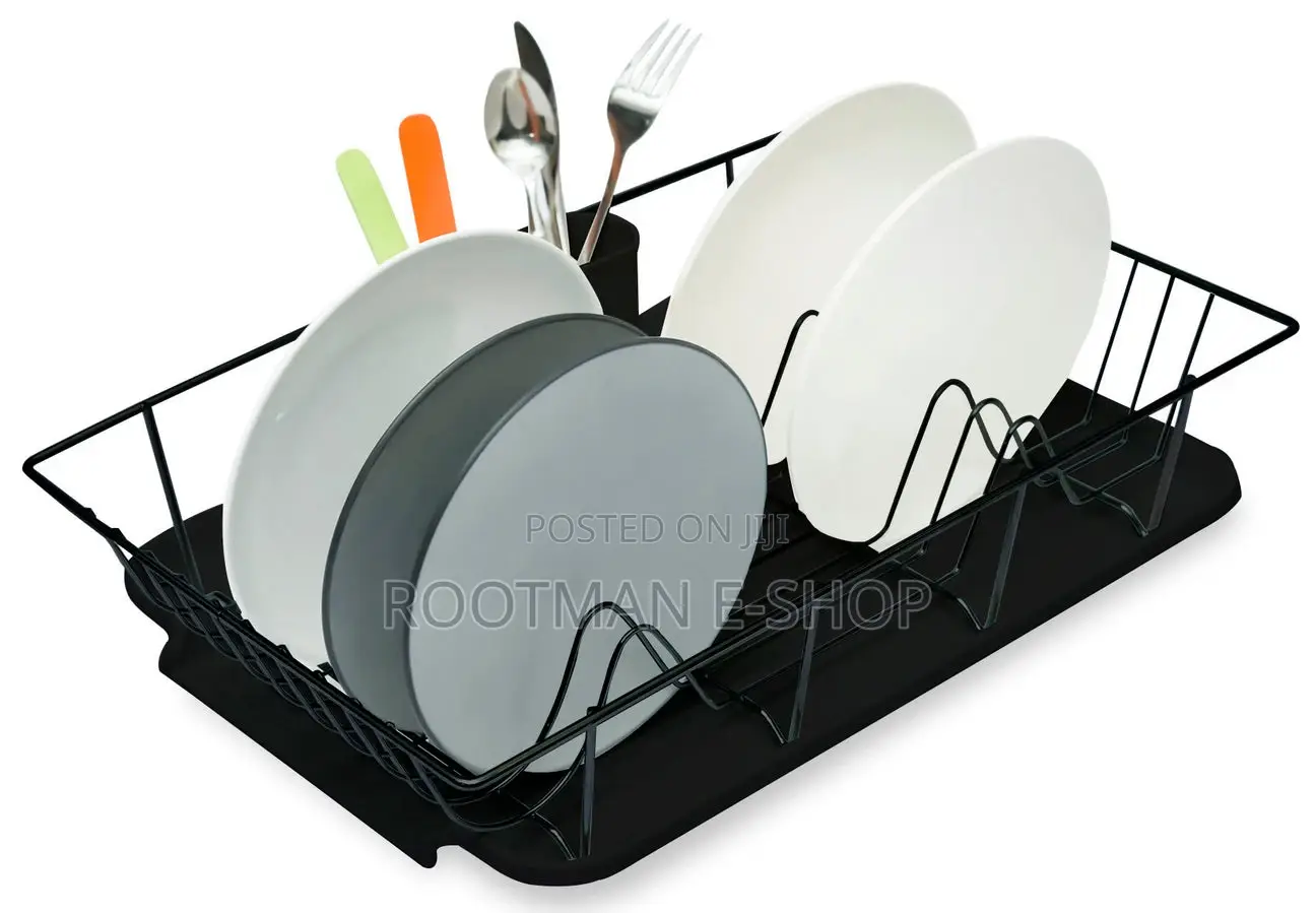 Extra-Wide Dish Drainer Rack With Drip Tray Cutlery Box