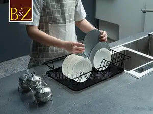 Stainless Steel Wire Frame Dish Drying Rack With Dual Cutlery Drip Cup