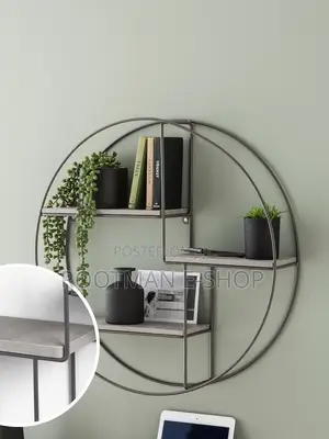 Natural Dark Bronx Round Wall Shelf