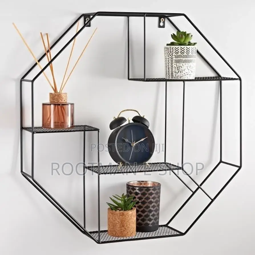Smart Multi Sectioned Octagon Shelf in a Stunning Black