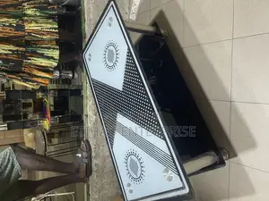 Modern Black White Geometric Tempered Glass Center Table