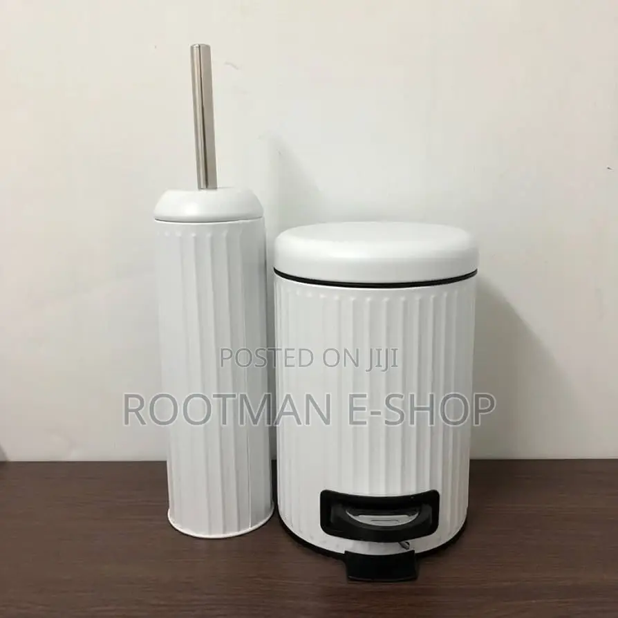 Pedal Toilet Bin With Removable Basket and Toilet Brush With Holder