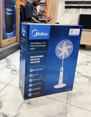 Premium Midea 18 Inch Rechargeable Standing Fan(White)30watt