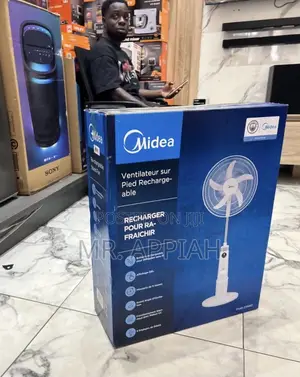Efficient Midea 18 Inch Rechargeable Standing Fan(White)30watt