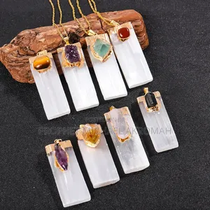 Natural Crystal Selenite Pendant Necklaces