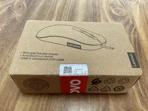 Lenovo 100 Usb-a Wired Computer Mouse Model Sm-1035 Slim Grip