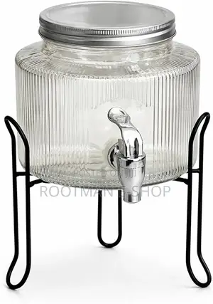 Beverage Dispenser With Metal Stand, 2.5l, Ribbed Design