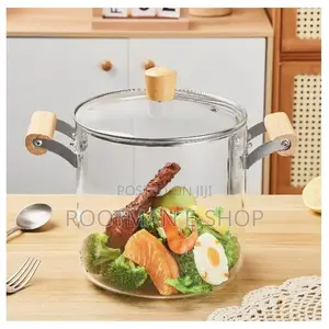 Glass Cooking Pot,Clear Pots for Cooking Wooden Double Handles
